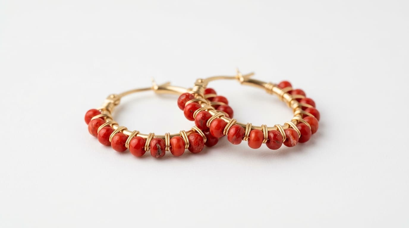 Coral Hoop Earrings