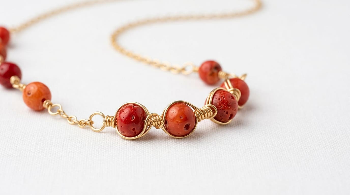 Coral Lariat Necklace